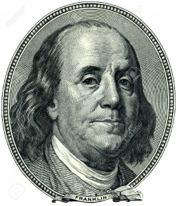 8220171-Portrait-of-U-S-statesman-inventor-and-diplomat-Benjamin-Franklin-as-he-looks-on-one-hundred-dollar--Stock-Photo