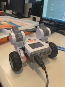 Robot Car plugged into the computer